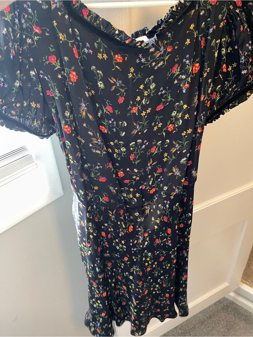 Doen Black Floral Mini Dress with Red & Green Accents - Picture 4 of 5